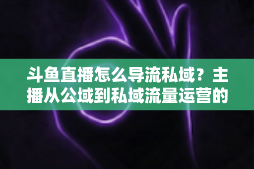 斗鱼直播怎么导流私域？主播从公域到私域流量运营的完整实战指南