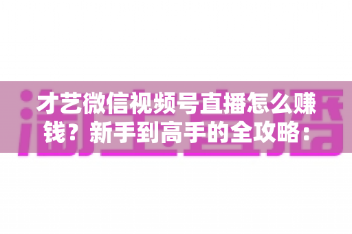 才艺微信视频号直播怎么赚钱?新手到高手的全攻略:解锁六大变现方式与实战技巧 才艺微信视频号直播怎么赚钱?新手到高手的全攻略:解锁六大变现方式与实战技巧
