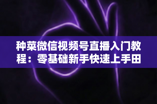 种菜微信视频号直播入门教程：零基础新手快速上手田园直播的完整指南