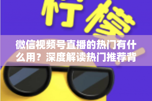 微信视频号直播的热门有什么用？深度解读热门推荐背后的流量价值与变现机会